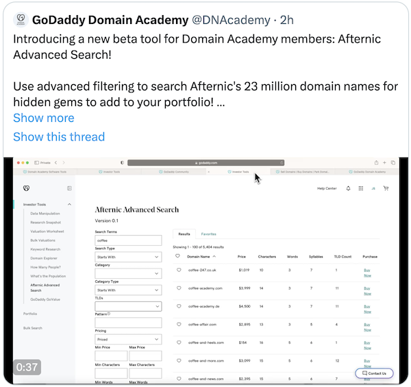 GoDaddy Launches New Afternic Advanced Search Tool
